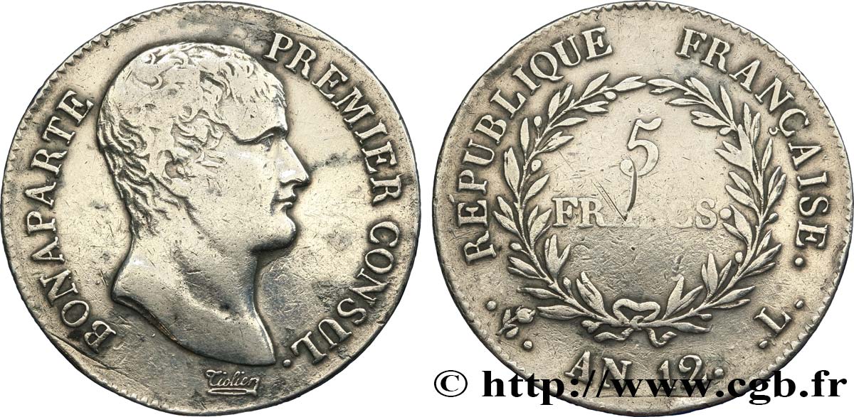 5 francs Bonaparte Premier Consul 1804 Bayonne F.301/18 TB 