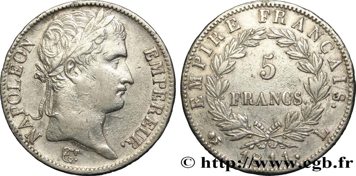 5 francs Napoléon Empereur, Empire français 1811 Bayonne F.307/34 TTB 