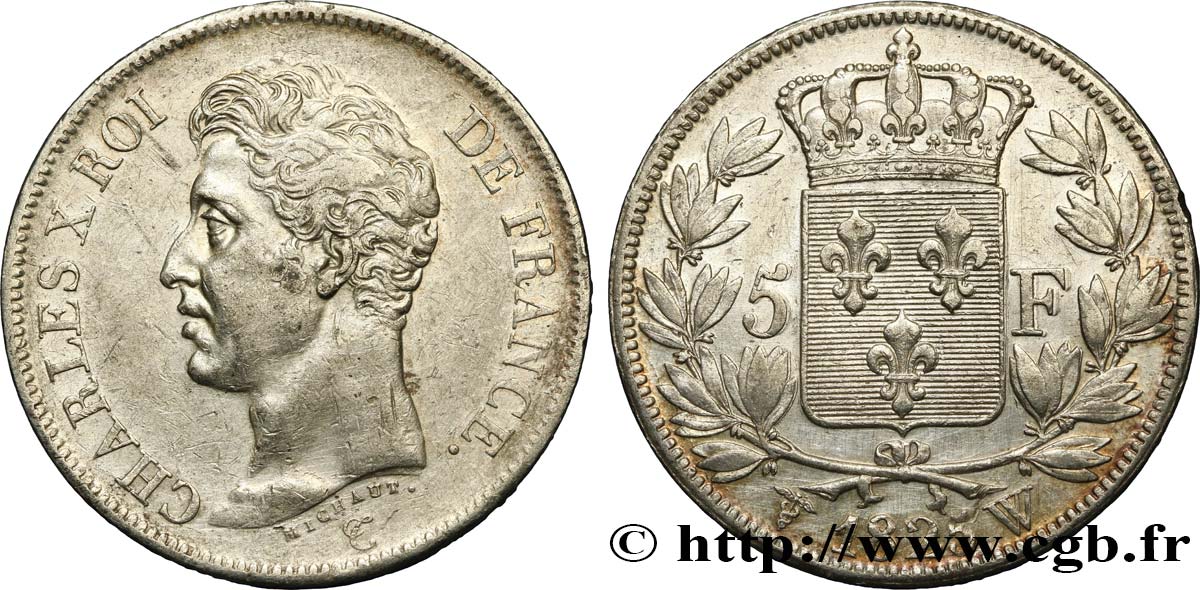 5 francs Charles X, 1er type 1825 Lille F.310/14 MB35 