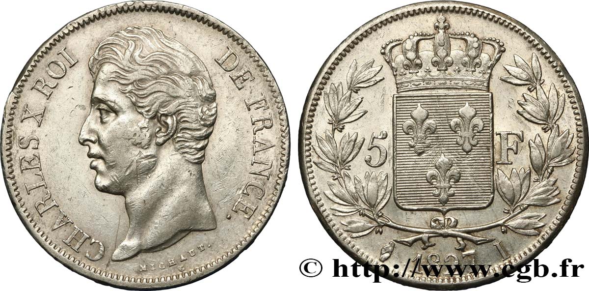 5 francs Charles X, 2e type 1827 Limoges F.311/6 BB45 