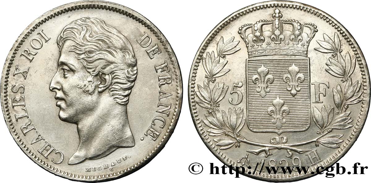 5 francs Charles X, 2e type 1829 La Rochelle F.311/31 TTB48 