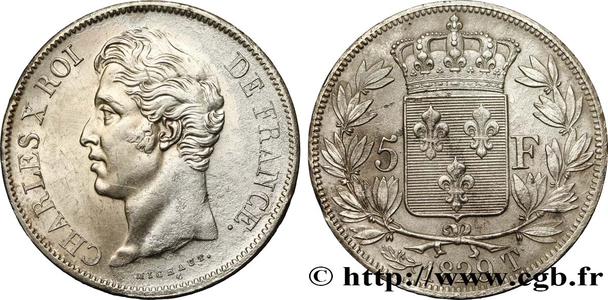 5 francs Charles X, 2e type 1829 Nantes F.311/38 TTB+ 