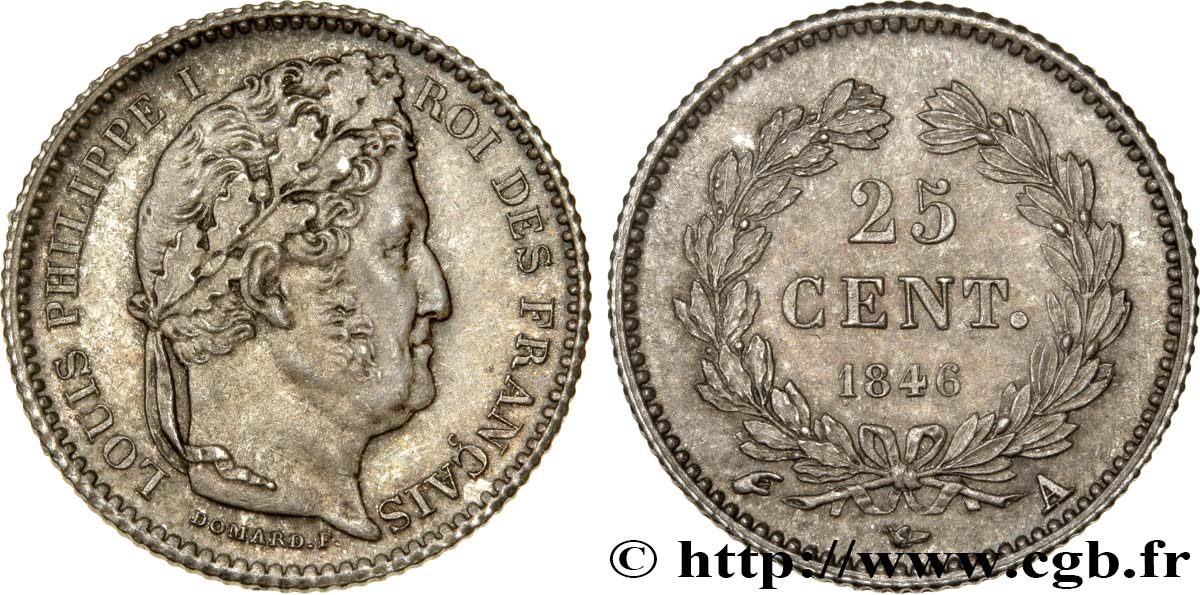 25 centimes Louis-Philippe 1846 Paris F.167/5 SPL63 