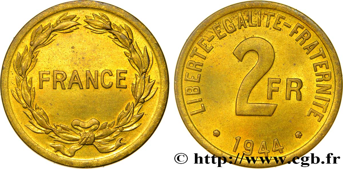 2 francs France 1944  F.271/1 fST63 