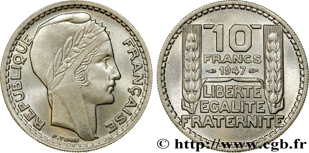 10 francs Turin, grosse tête 1947  F.361A/4 MS65 
