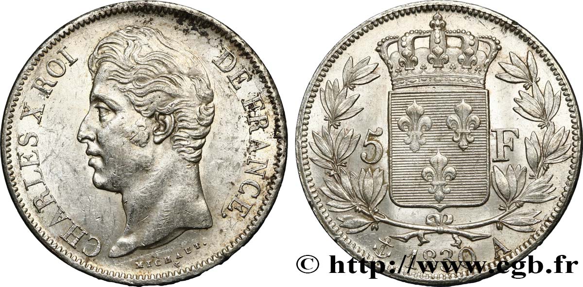 5 francs Charles X, 2e type 1830 Paris F.311/40 SPL58 