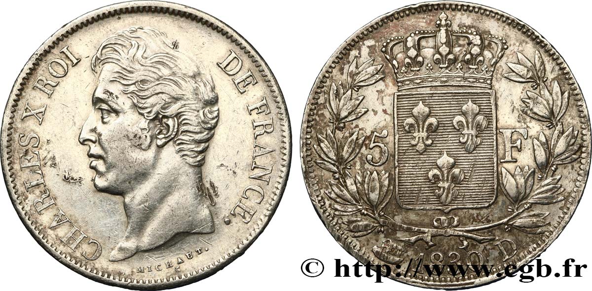 5 francs Charles X, 2e type 1830 Lyon F.311/43 TTB48 