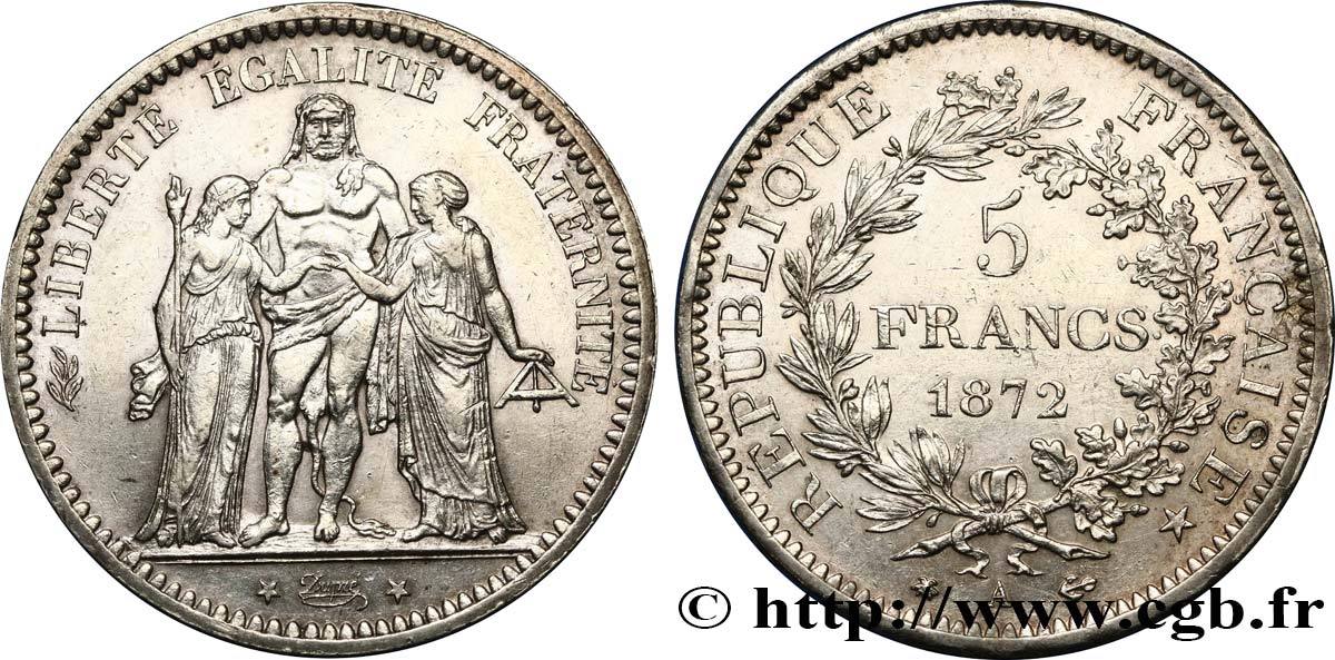 5 francs Hercule 1872 Paris F.334/6 TTB52 