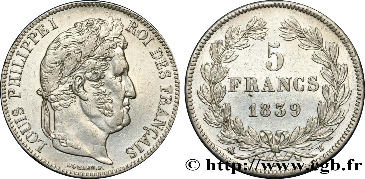5 francs IIe type Domard 1839 Rouen F.324/76 TTB52 