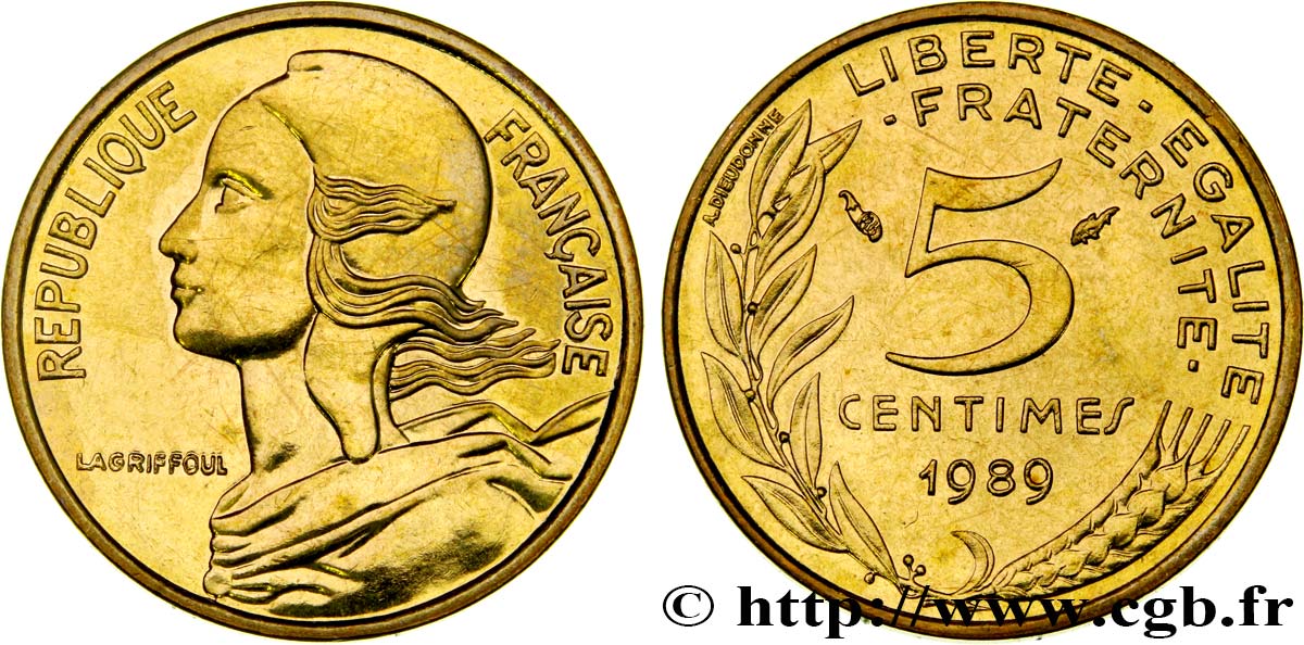 5 centimes Marianne 1989 Pessac F.125/25 MS65 