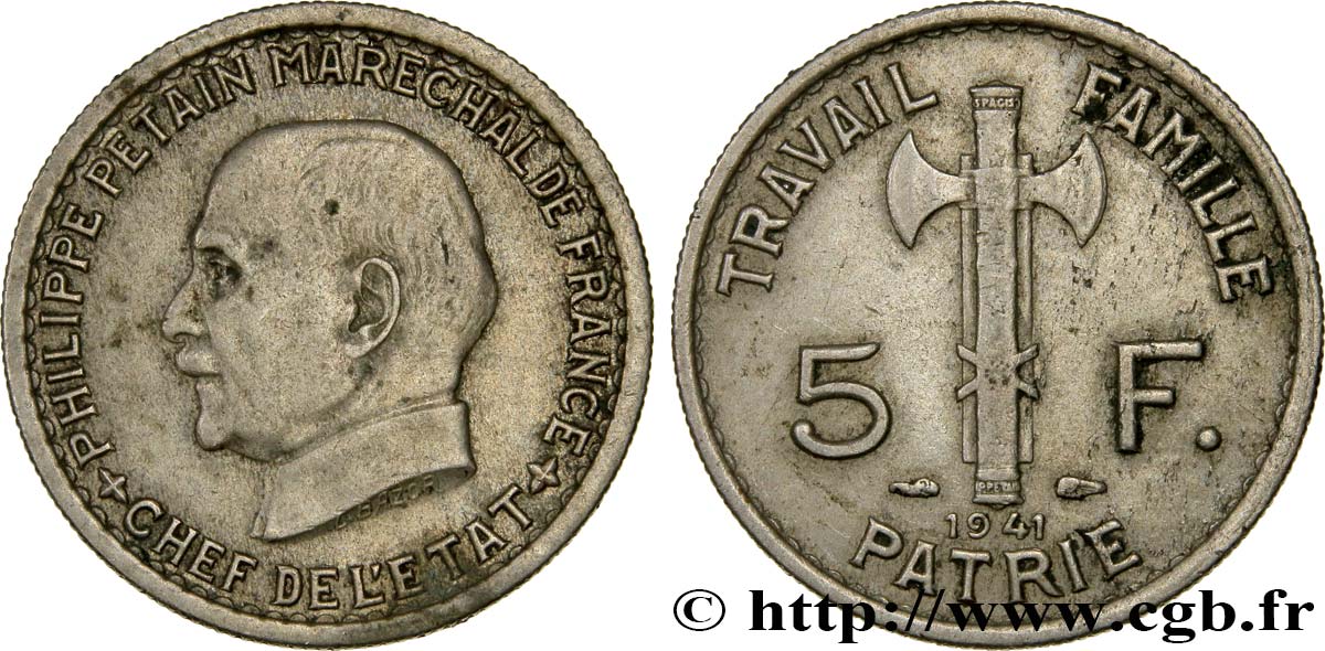 5 francs Pétain 1941  F.338/2 TB35 