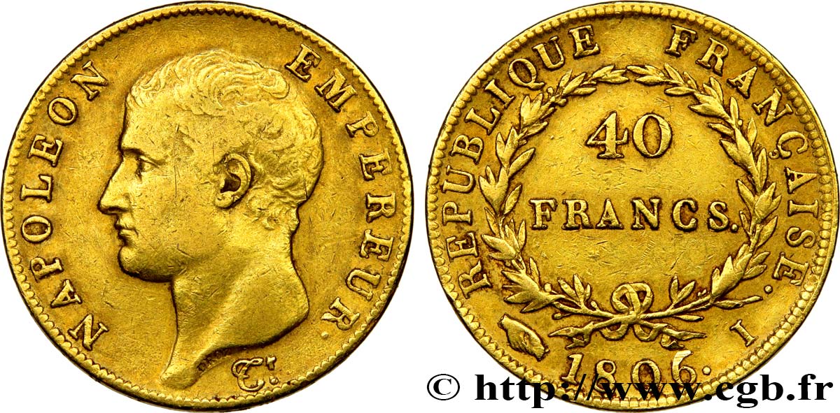 40 francs or Napoléon tête nue, Calendrier grégorien 1806 Limoges F.538/2 MBC40 