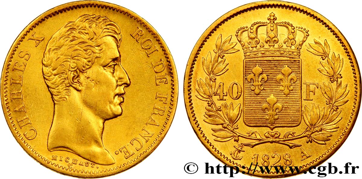 40 francs or Charles X, 2e type 1828 Paris F.544/3 BB 