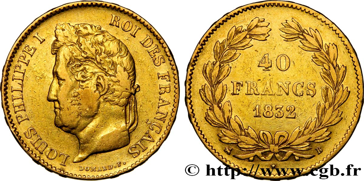 40 francs or Louis-Philippe 1832 Rouen F.546/4 MB35 