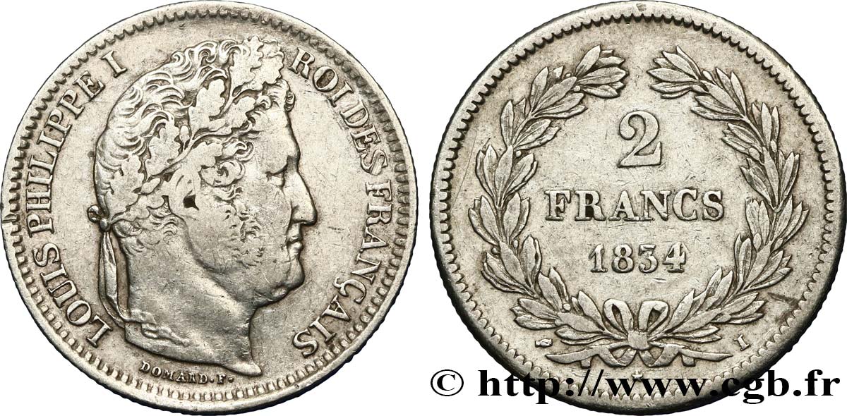 2 francs Louis-Philippe 1834 Limoges F.260/34 MB38 