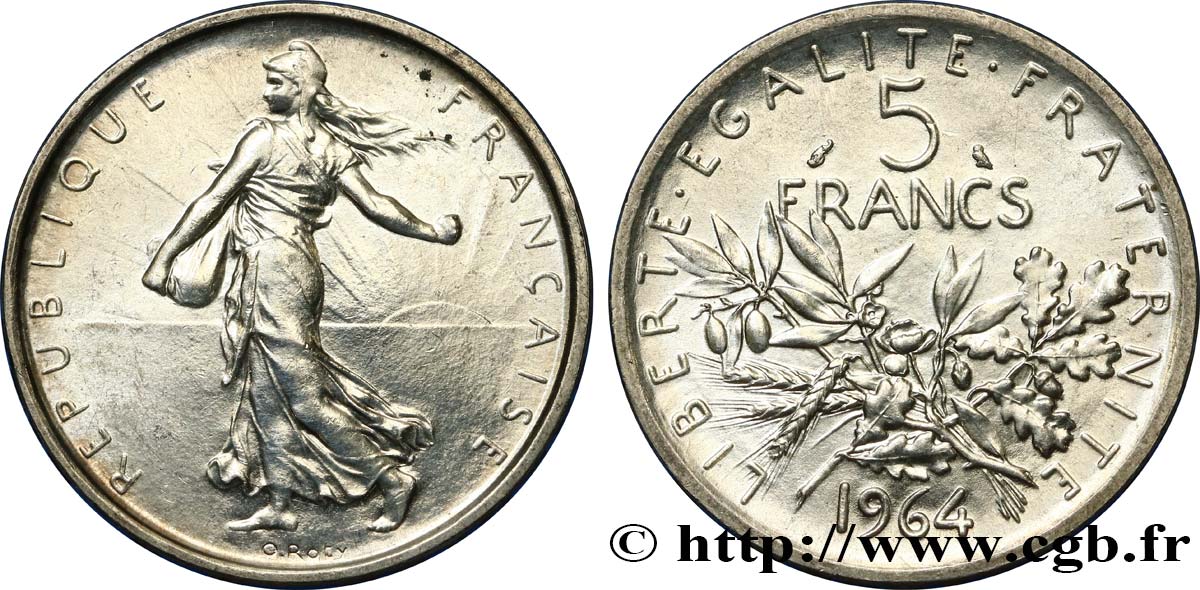 5 francs Semeuse, argent 1964 Paris F.340/8 SPL63 
