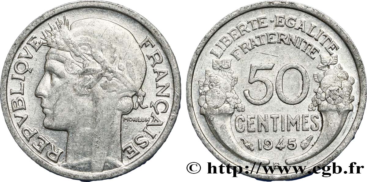 50 centimes Morlon, légère 1945 Beaumont-le-Roger F.194/6 TTB54 