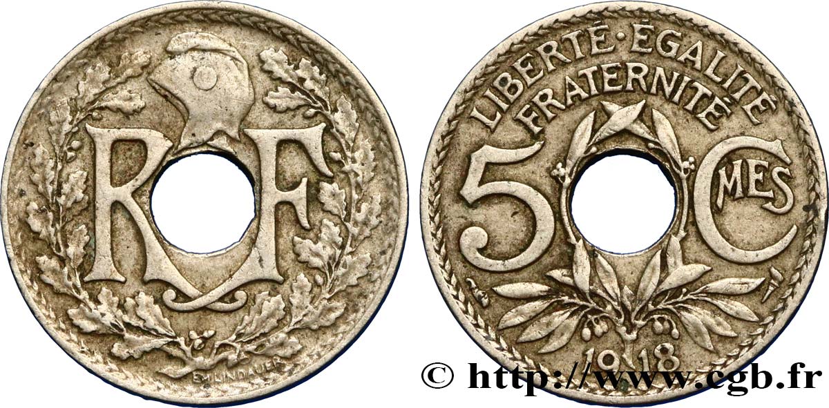 5 centimes Lindauer, grand module 1918 Paris F.121/2 MBC48 