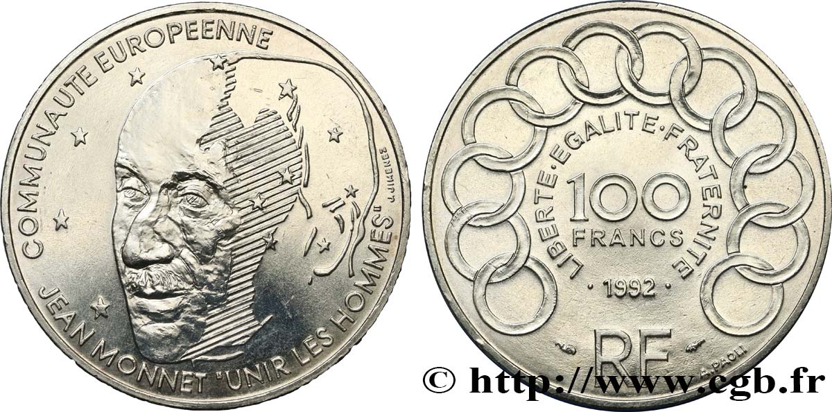 100 francs Jean Monnet 1992  F.460/2 MS62 