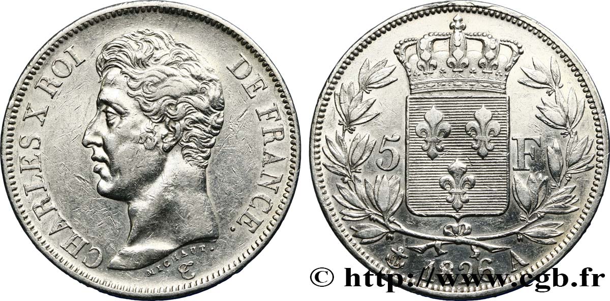 5 francs Charles X, 1er type 1826 Paris F.310/15 BB 