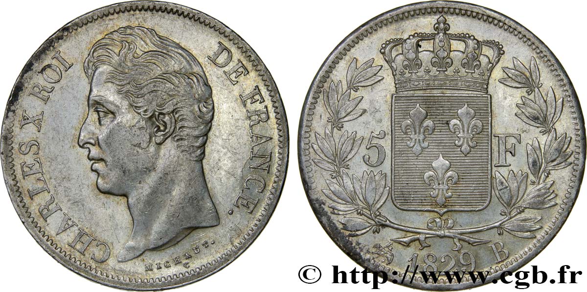 5 francs Charles X, 2e type 1829 Rouen F.311/28 TTB50 