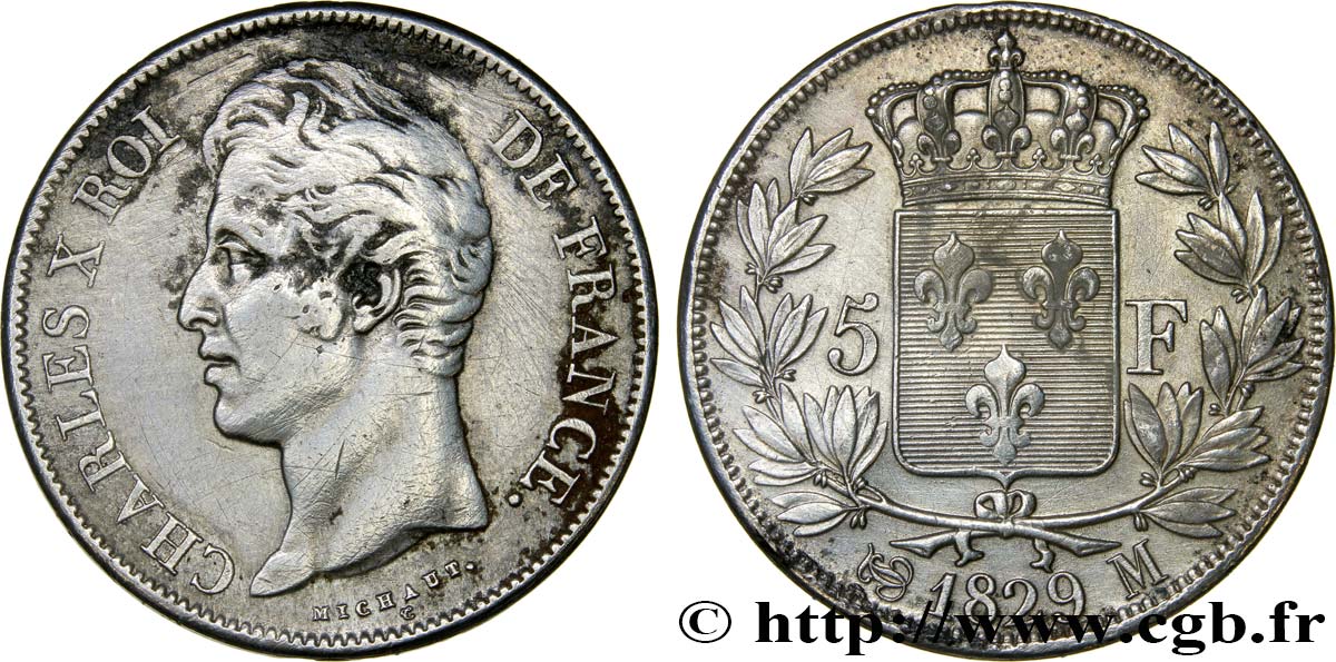 5 francs Charles X, 2e type 1829 Toulouse F.311/35 TB35 