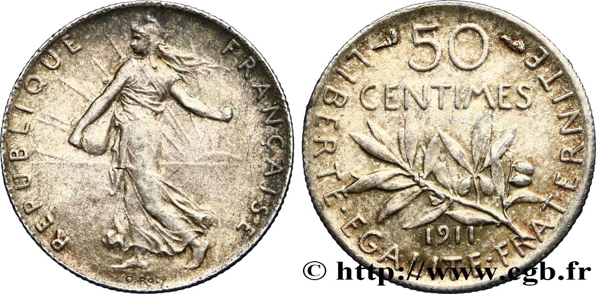 50 centimes Semeuse 1911  F.190/18 MBC50 