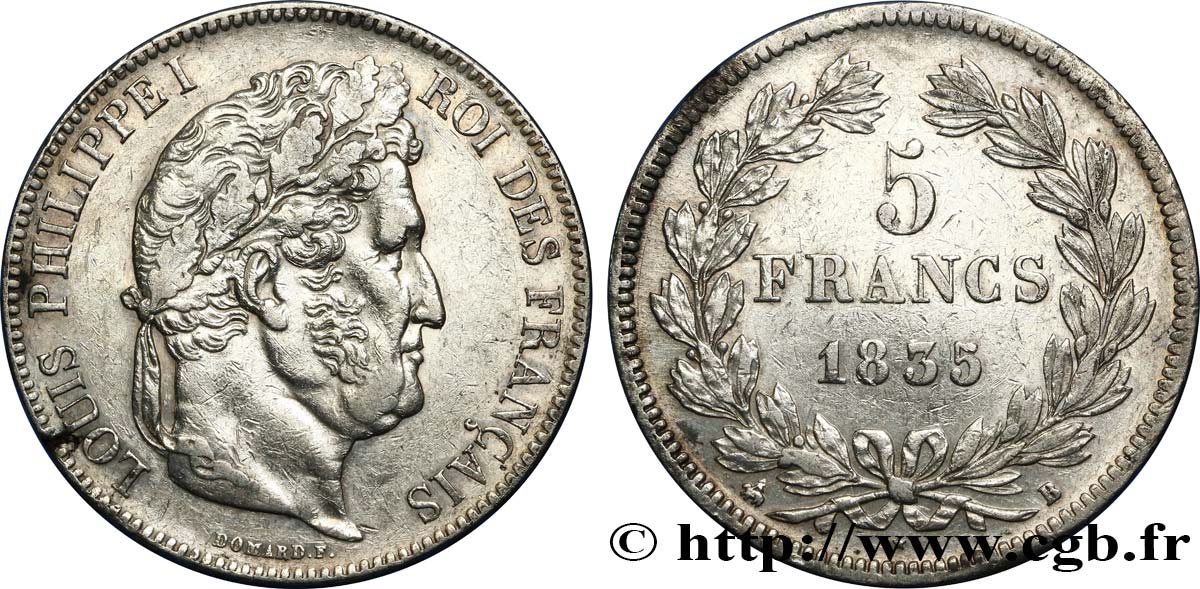 5 francs IIe type Domard 1835 Rouen F.324/43 TTB 