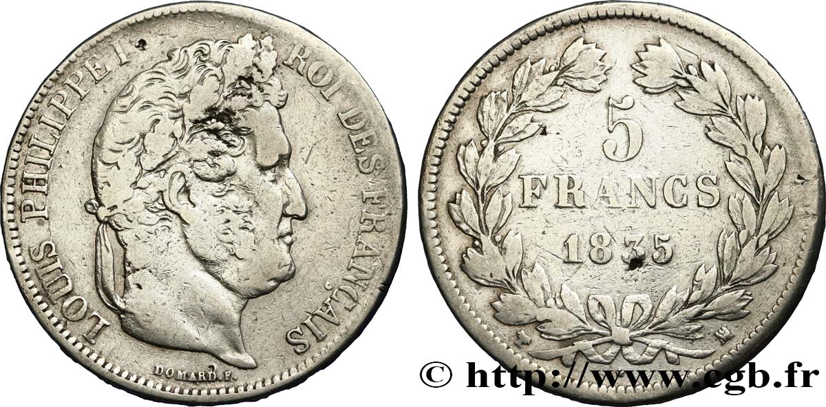 5 francs IIe type Domard 1835 Marseille F.324/50 TB15 