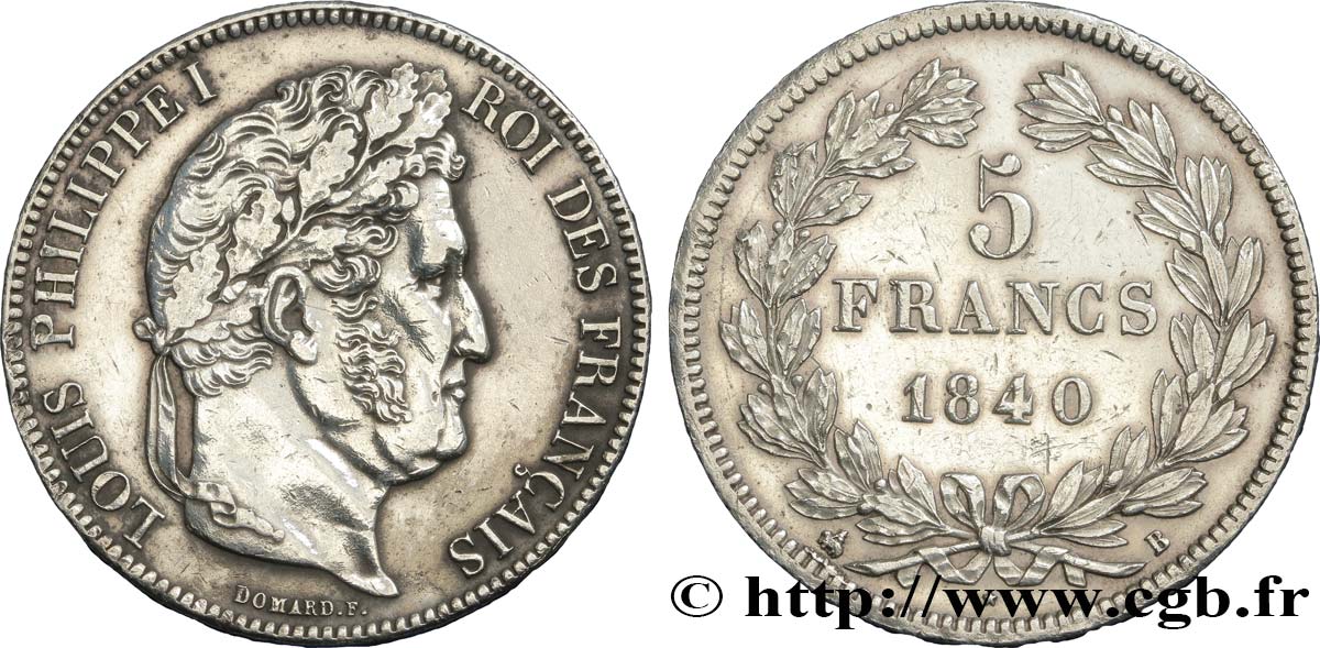 5 francs IIe type Domard 1840 Rouen F.324/84 fVZ 