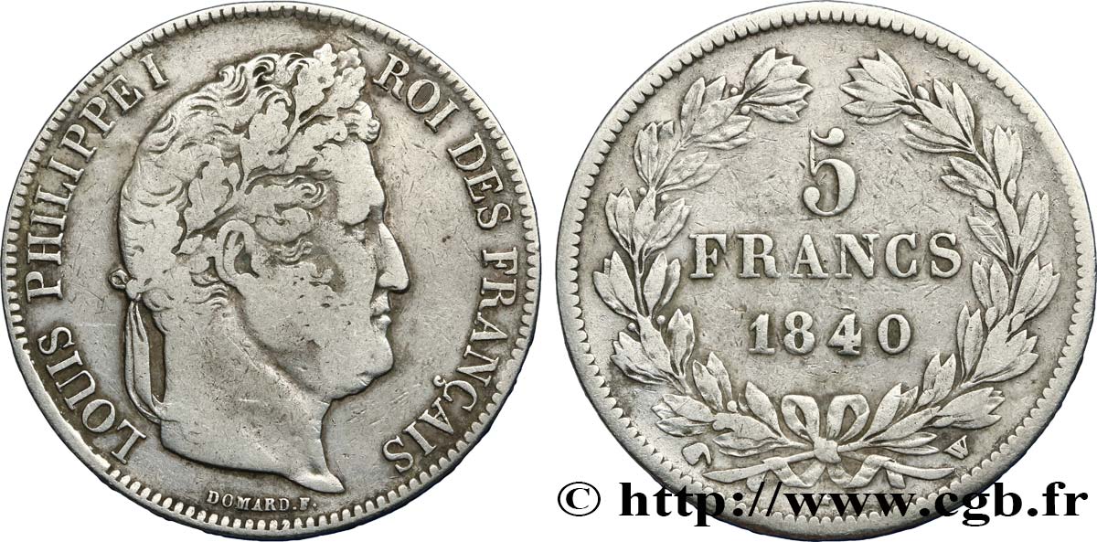 5 francs IIe type Domard 1840 Lille F.324/89 VF20 