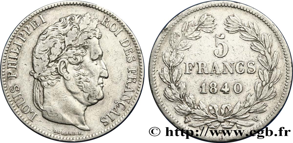 5 francs IIe type Domard 1840 Lille F.324/88 TTB40 