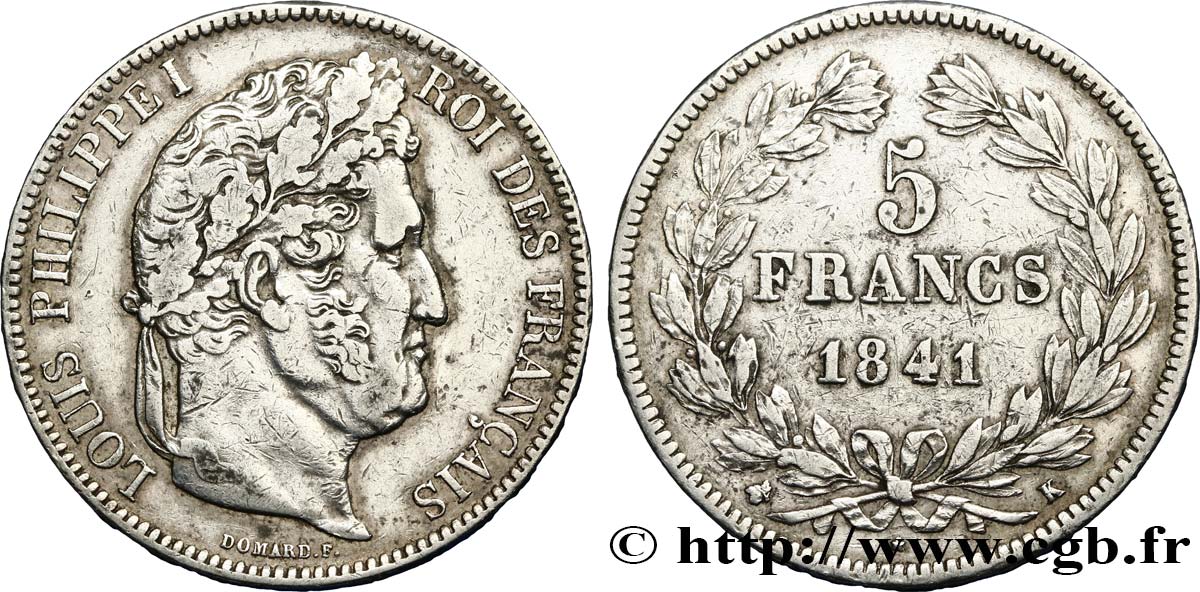 5 francs IIe type Domard 1841 Bordeaux F.324/93 TTB 