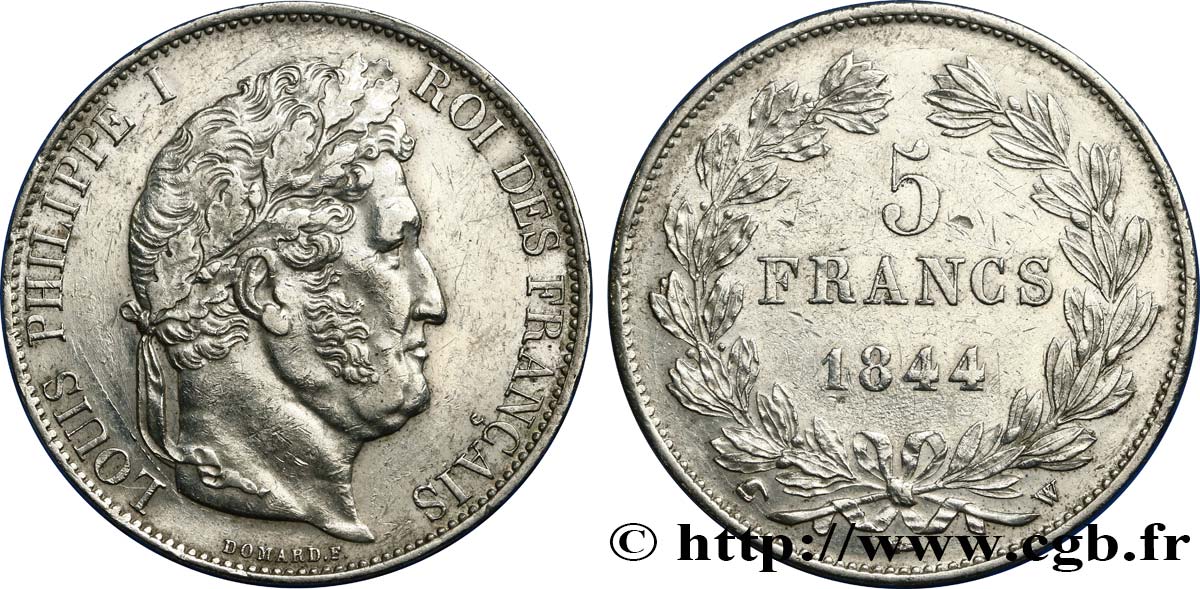 5 francs IIIe type Domard 1844 Lille F.325/5 SS48 