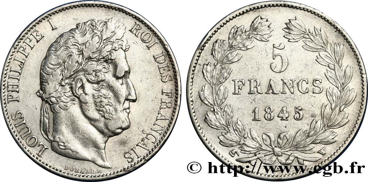 5 francs IIIe type Domard 1845 Lille F.325/9 XF48 