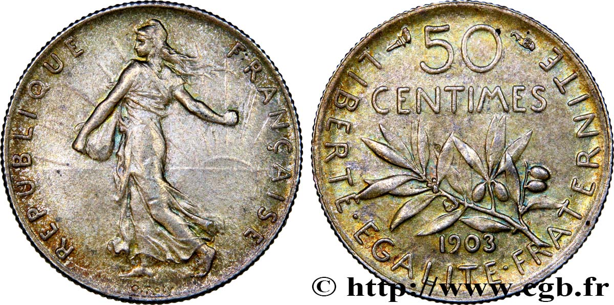 50 centimes Semeuse 1903 Paris F.190/10 MBC50 