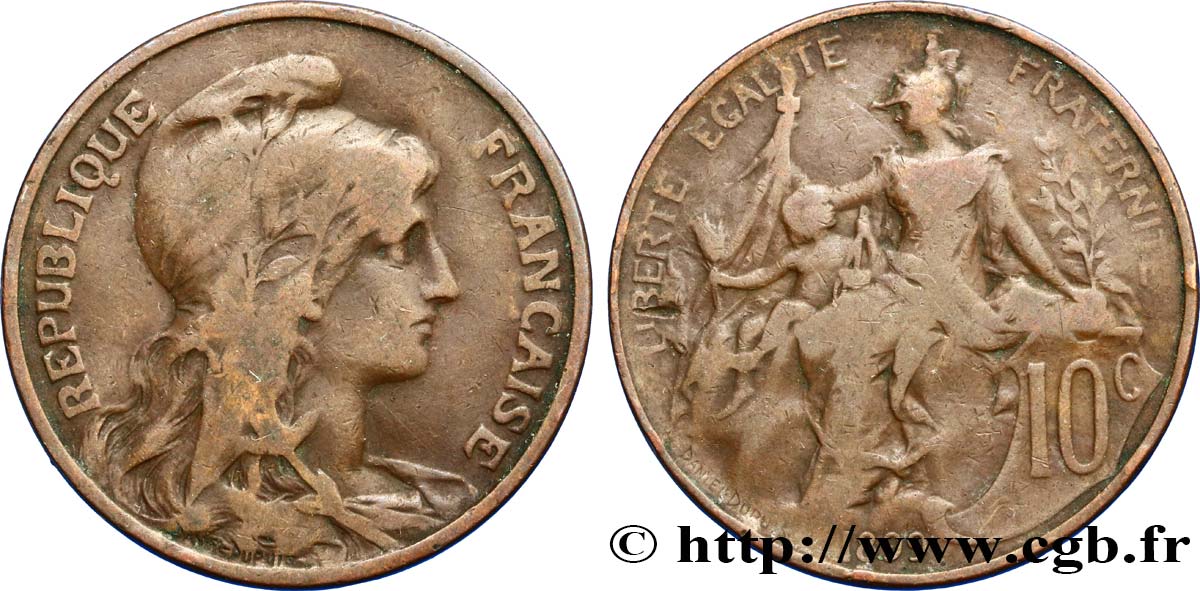 10 centimes Daniel-Dupuis 1899  F.136/7 VF35 