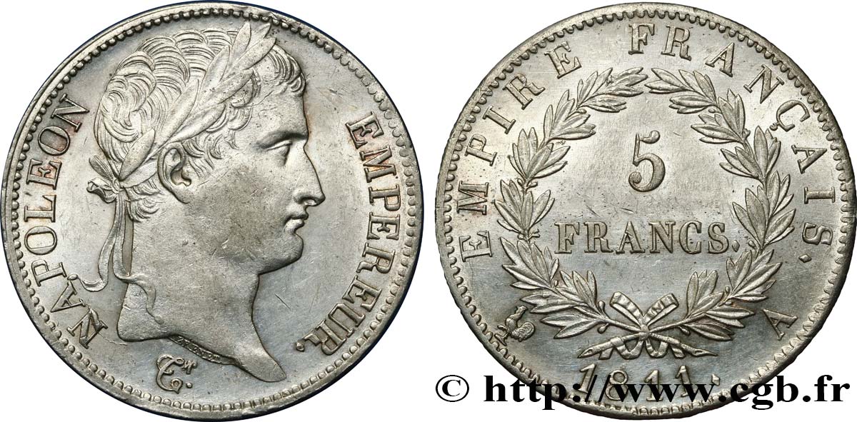 5 francs Napoléon Empereur, Empire français 1811 Paris F.307/27 MBC52 