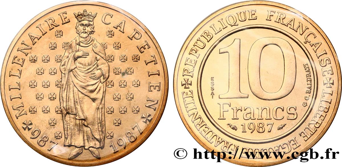 Essai de 10 francs Millénaire Capétien 1987 Pessac F.371/1 FDC65 