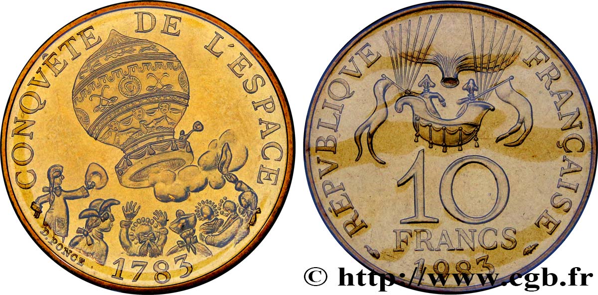 10 francs Conquête de l’Espace 1983  F.367/2 ST68 