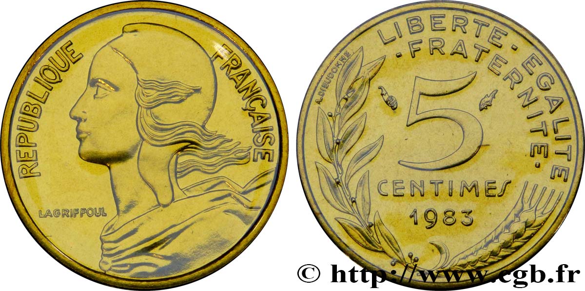 5 centimes Marianne 1983 Pessac F.125/19 MS68 