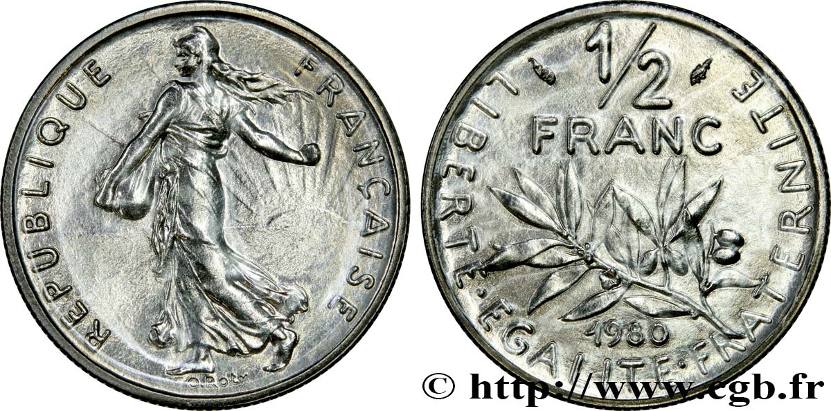 1/2 franc Semeuse 1980 Pessac F.198/19 MS68 