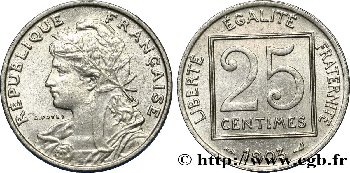 25 centimes Patey, 1er type 1903  F.168/3 SS 