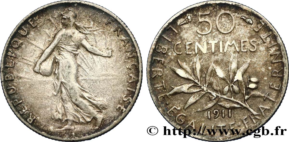 50 centimes Semeuse 1911  F.190/18 VF 