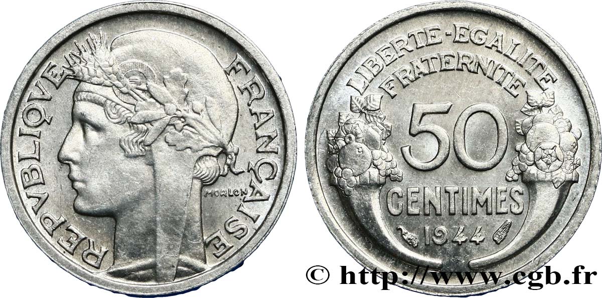 50 centimes Morlon, légère 1944  F.194/3 MS63 