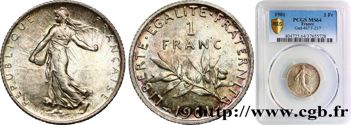 1 franc Semeuse 1901  F.217/6 fST64 PCGS