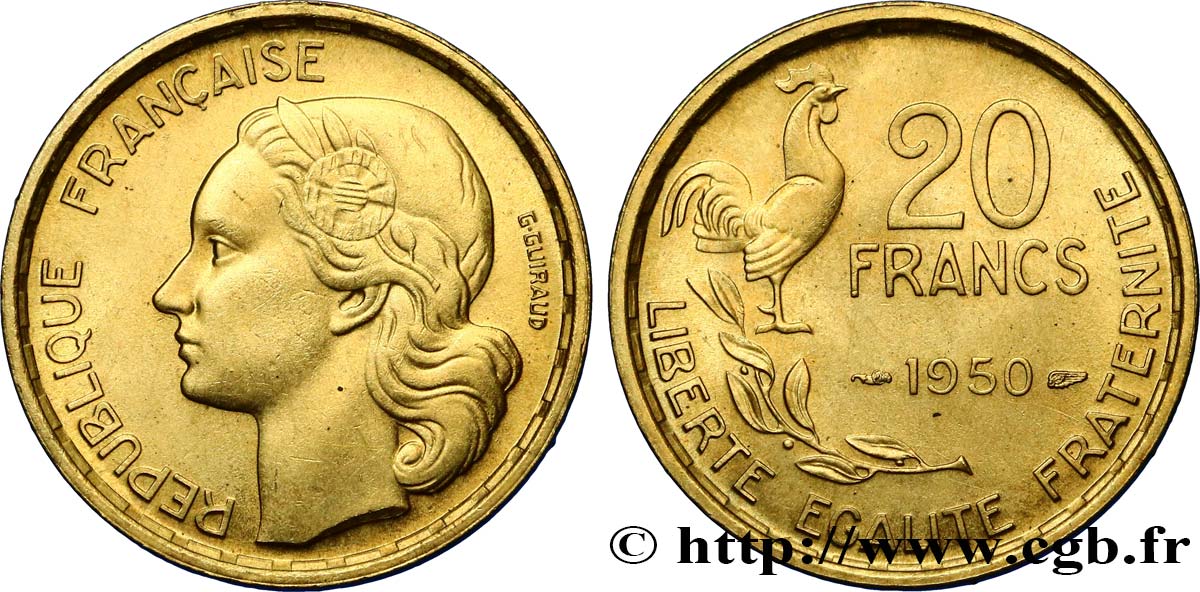 20 francs G. Guiraud 1950  F.402/3 SUP60 