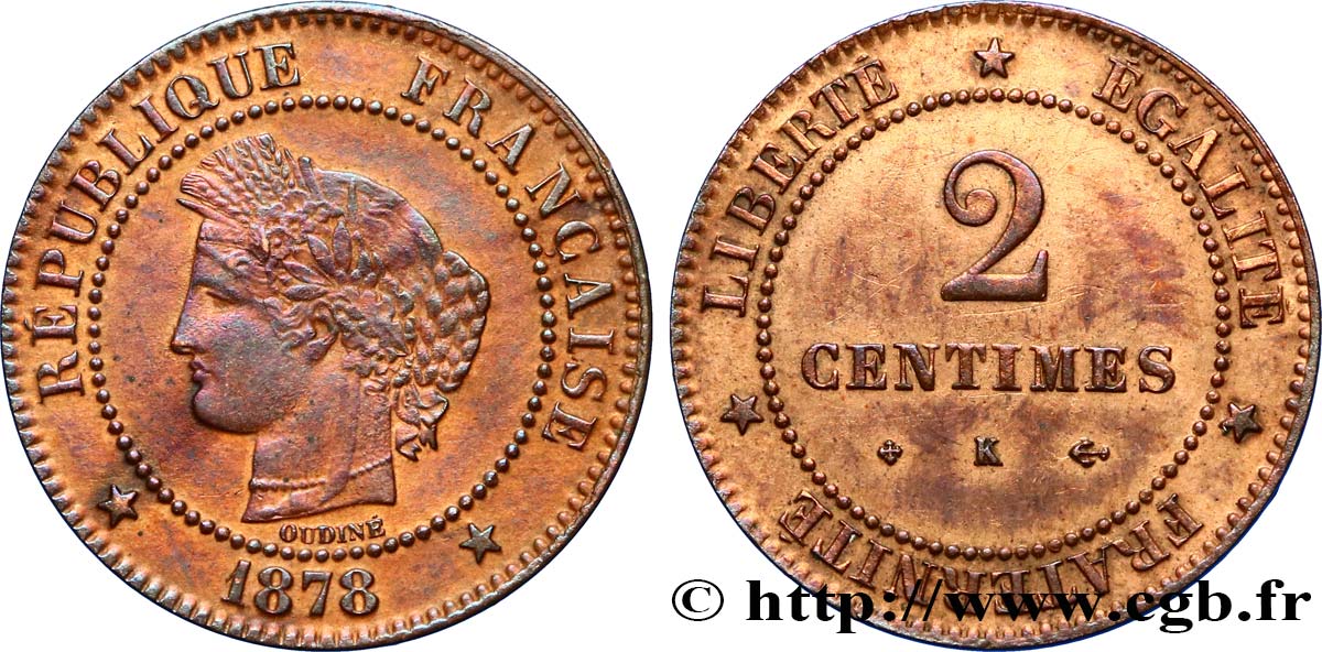2 centimes Cérès 1878 Bordeaux F.109/4 TTB48 