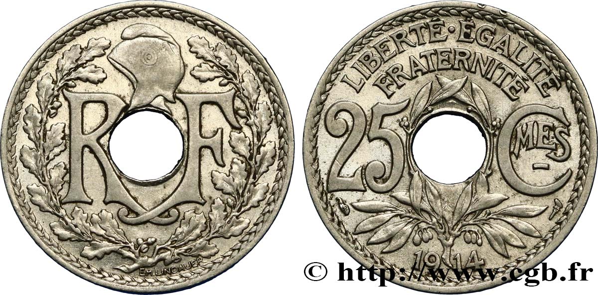 25 centimes Lindauer, Cmes souligné 1914  F.170/2 SS50 