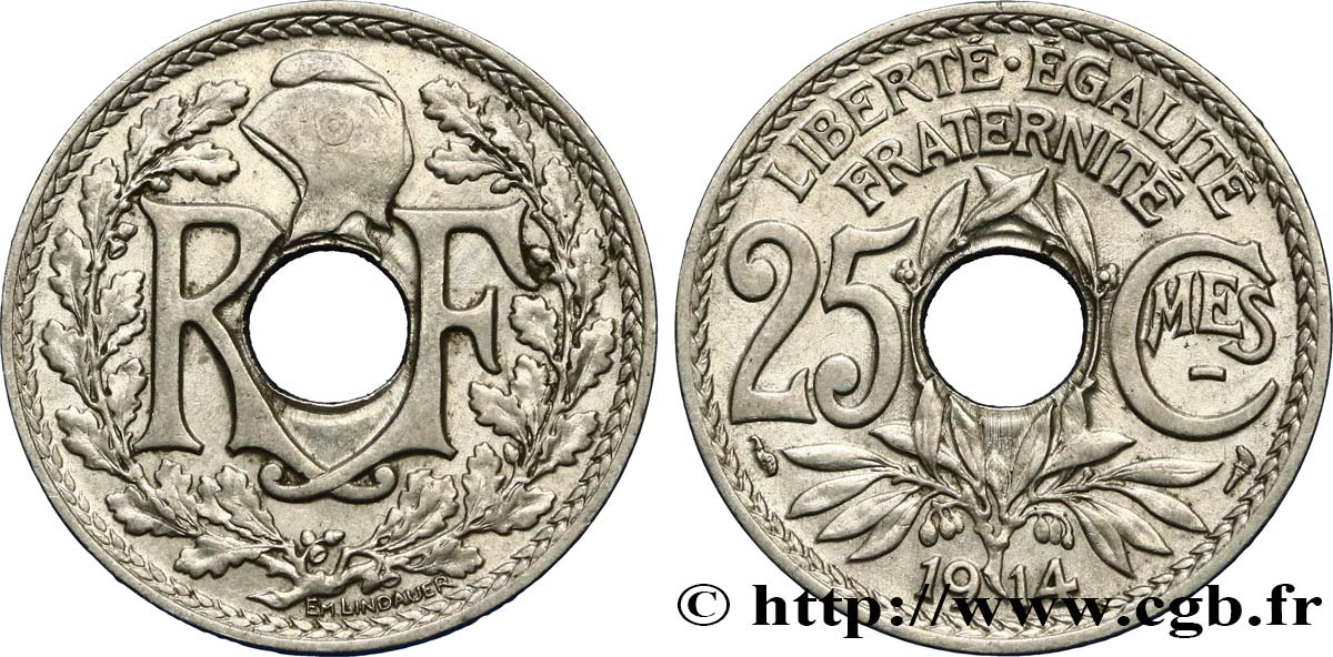 25 centimes Lindauer, Cmes souligné 1914  F.170/2 MBC50 